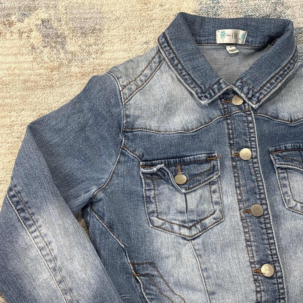 Girls Cropped Denim Jacket Western Rodeo Festival‎ Trucker Jean Size Medium